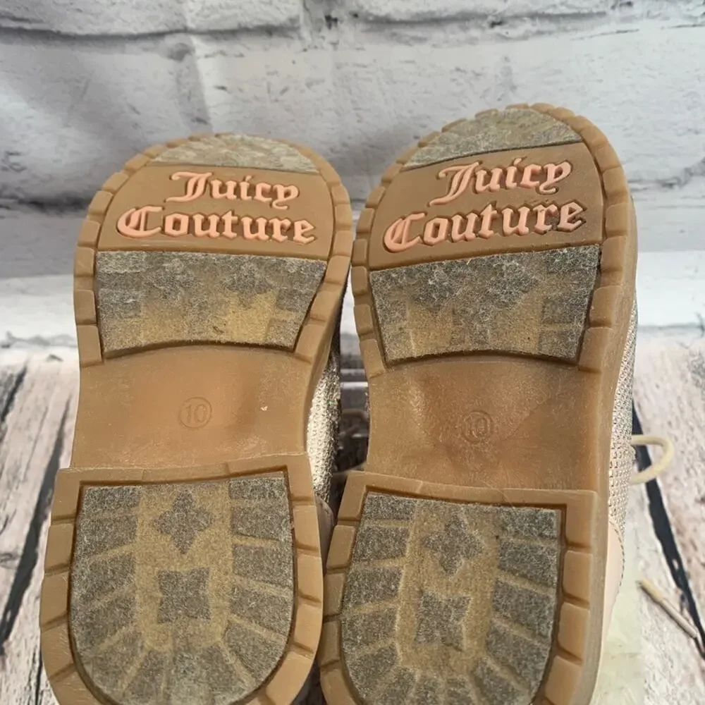 JUICY COUTURE Girl’s Lil Huntington Pink Glitter Boots with Fur Trim / Size: 10M